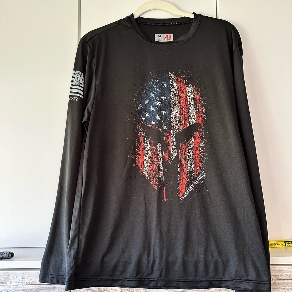🇺🇸 A4 Spartan American Flag Graphic Long Sleeve Shirt Mens M